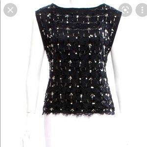 New with tags Alice + Olivia black sequin embellished party top sz XS